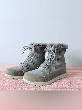 Sorel Explorer Joan Suede Fur-Trim Winter Boots